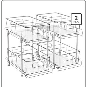 2pack Multi-purpose 2 Tier Clear Storage Organizer, new